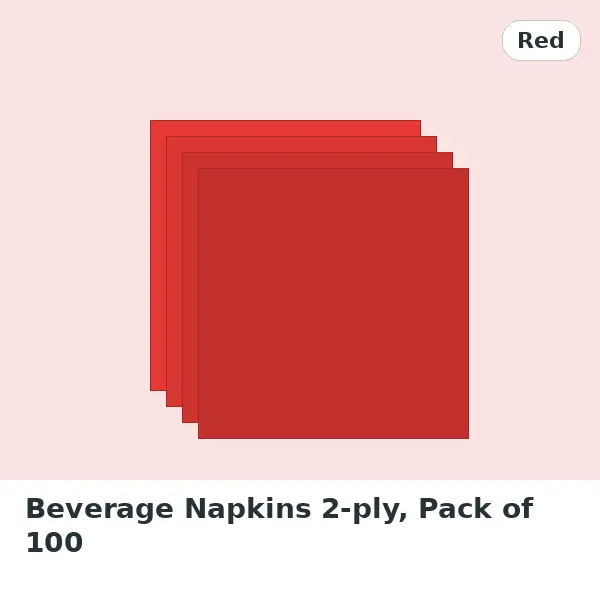 Beverage Napkins 2-ply, Pack of 100 - Red