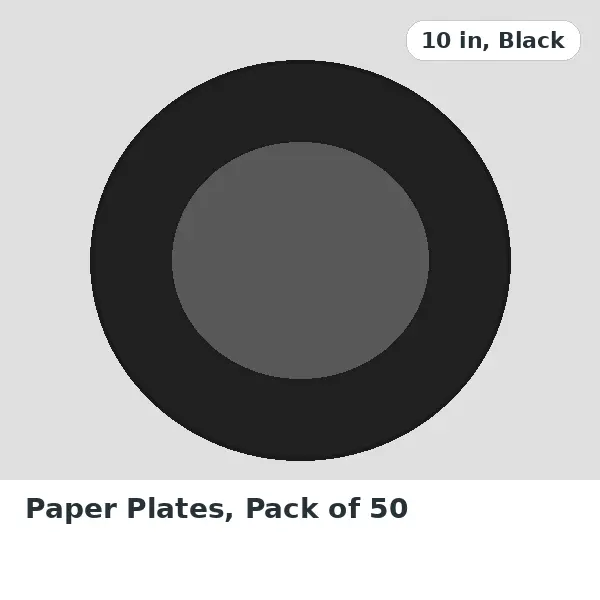 Paper Plates, Pack of 50 - 10 in, Black