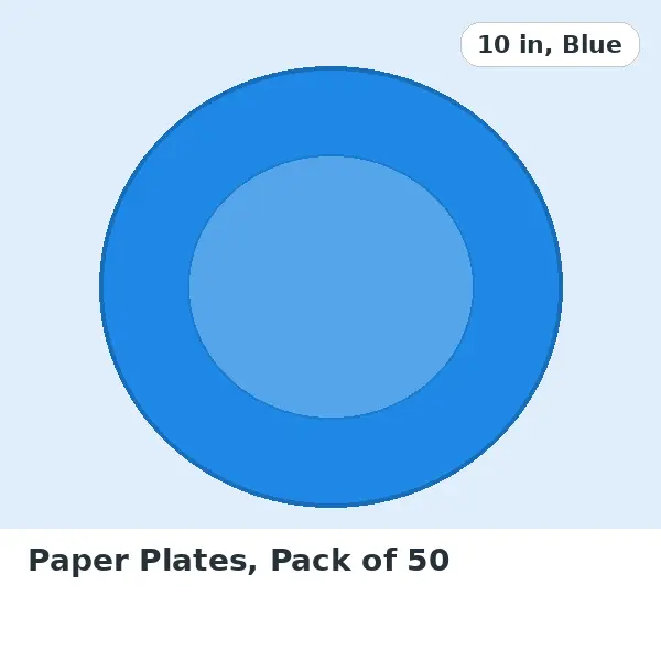 Paper Plates, Pack of 50 - 10 in, Blue