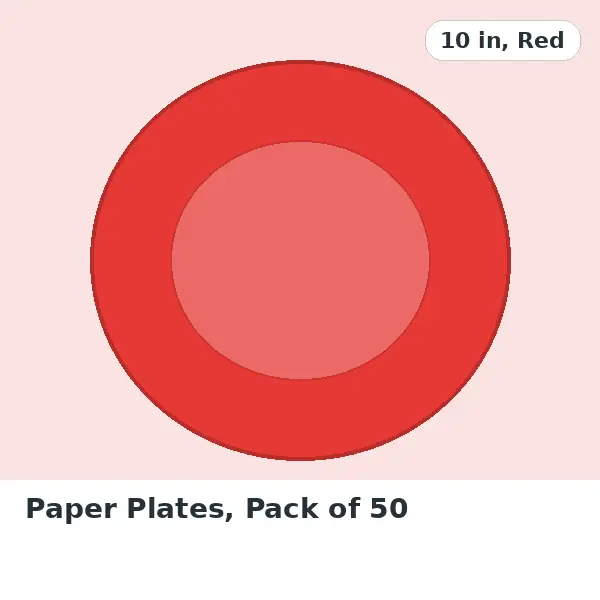 Paper Plates, Pack of 50 - 10 in, Red