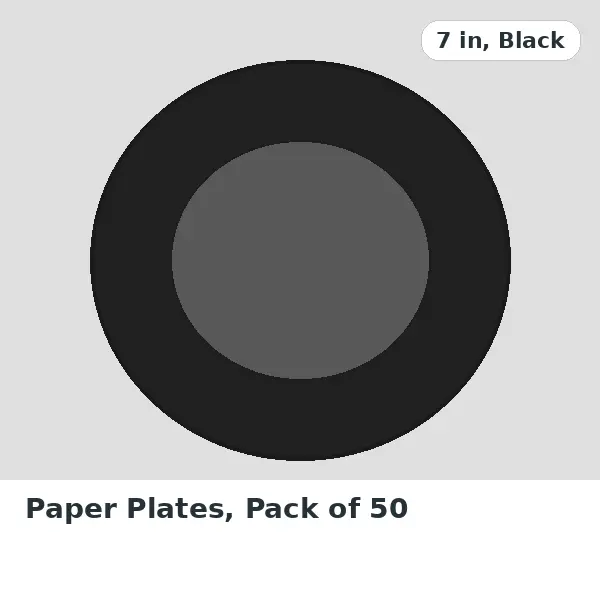 Paper Plates, Pack of 50 - 7 in, Black