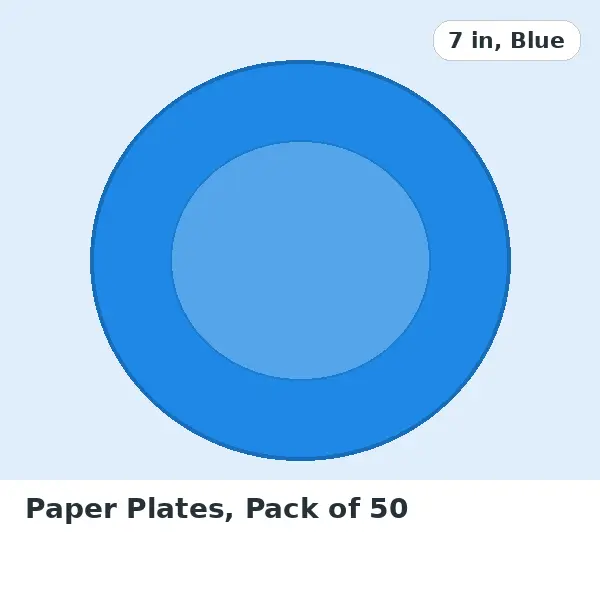 Paper Plates, Pack of 50 - 7 in, Blue