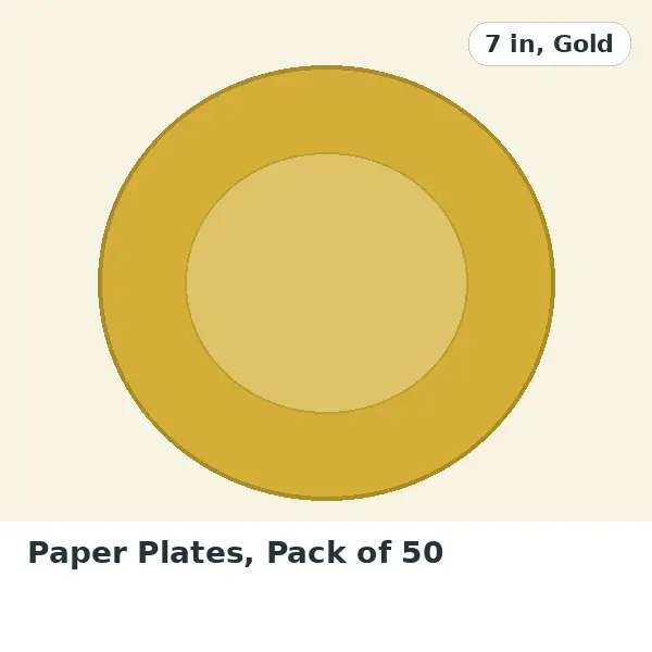 Paper Plates, Pack of 50 - 7 in, Gold