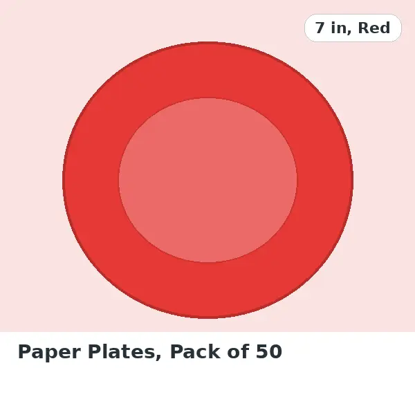 Paper Plates, Pack of 50 - 7 in, Red