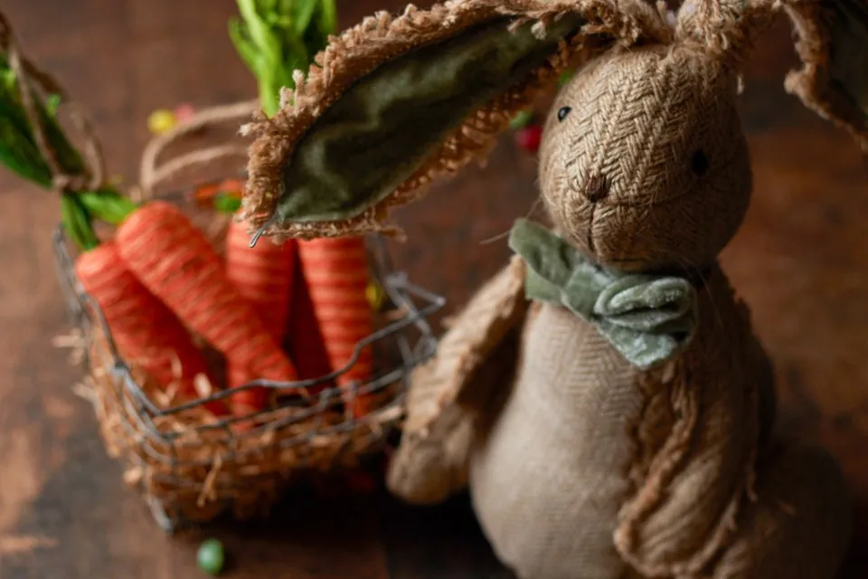 Plush Bunny with Carrot Basket