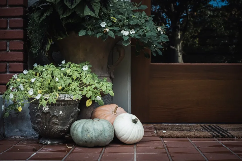Porch Pumpkin Set in Blue & White