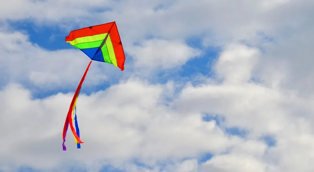 Rainbow Diamond Kite with Tails