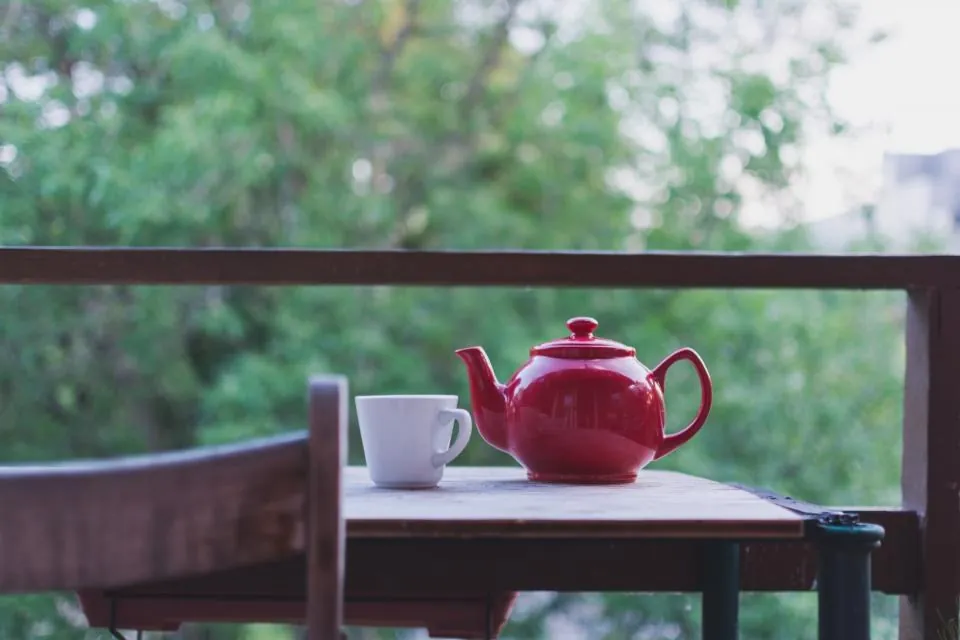 Red Enamel Teapot