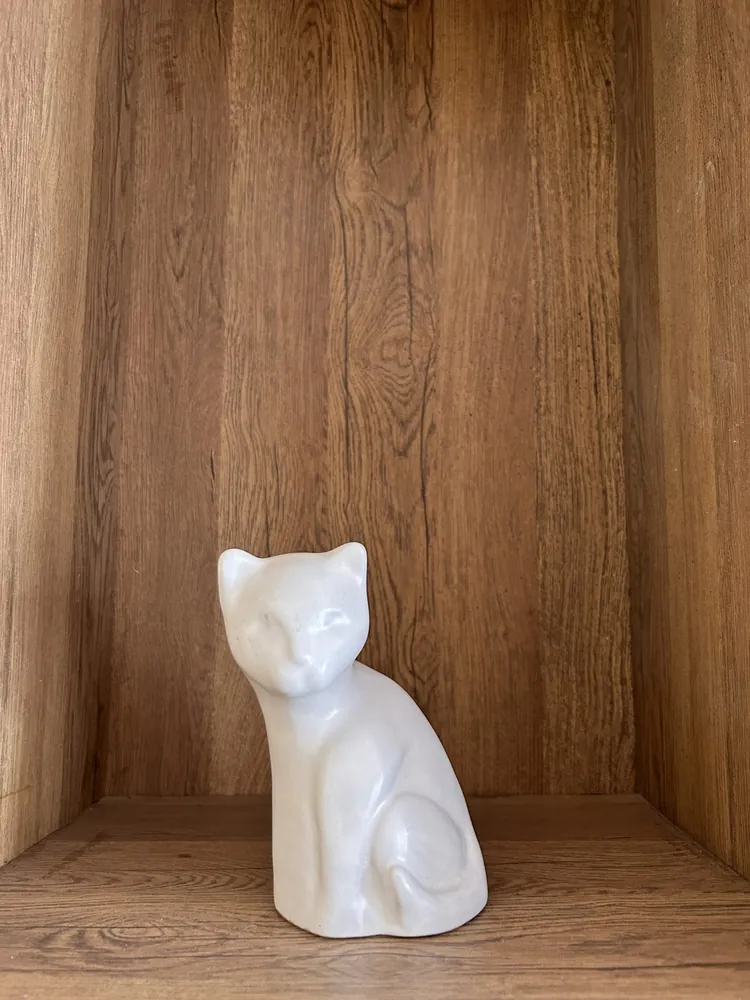 White Ceramic Cat Figurine