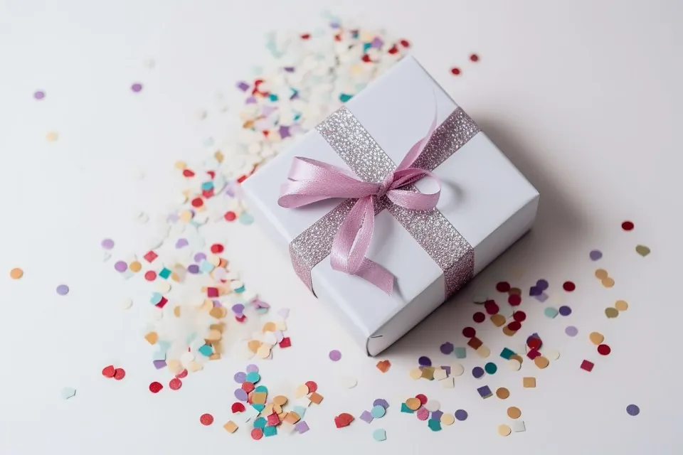 White Gift Box with Lavender Ribbon