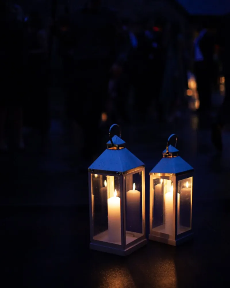 White Metal Lantern Pair