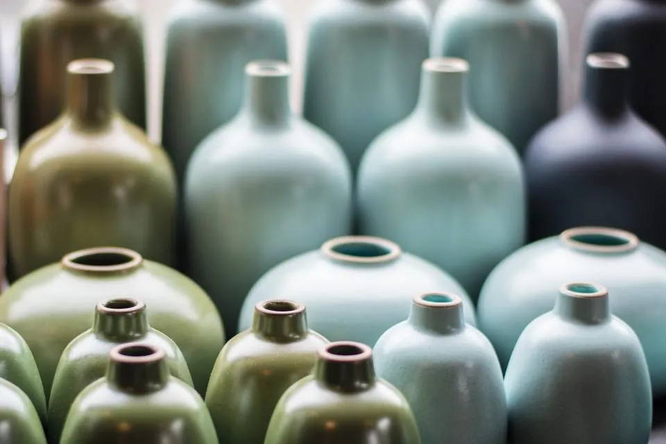 Celadon Bottle Vase Trio