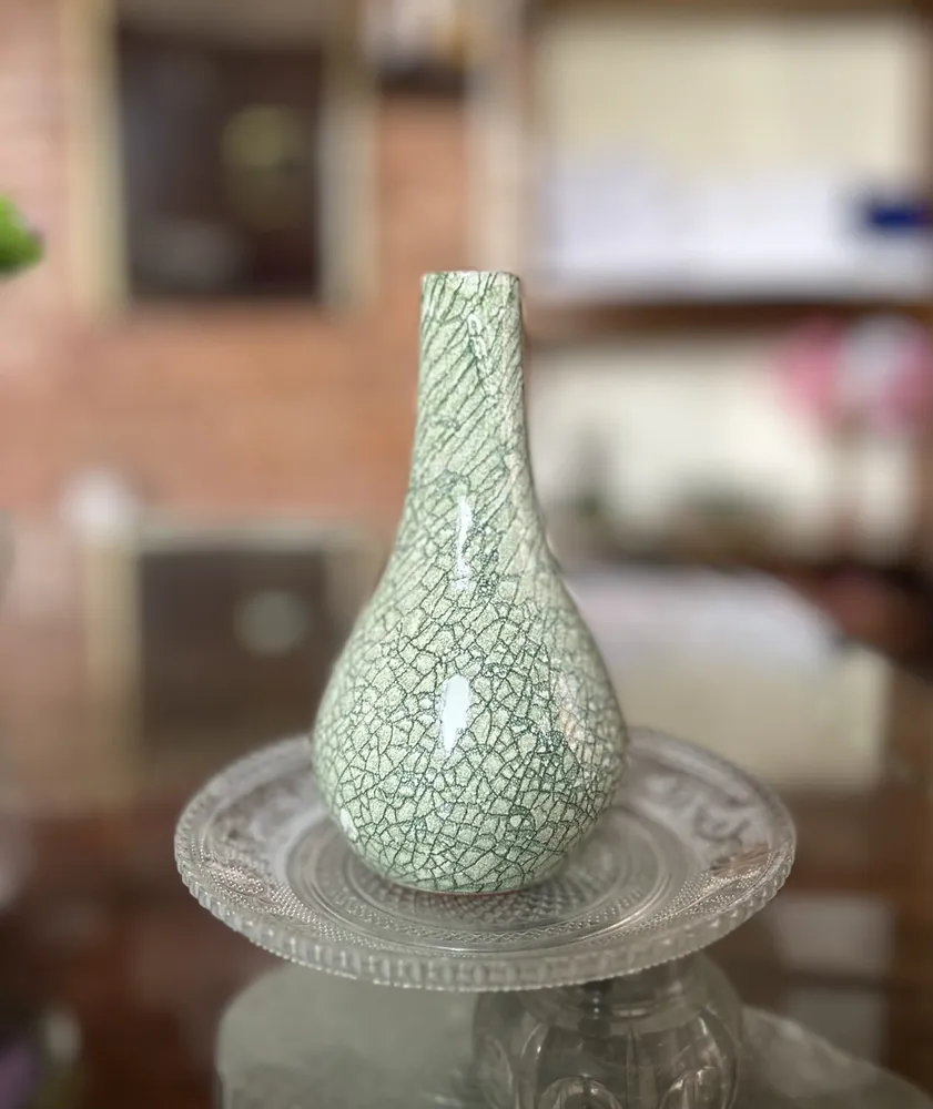 Celadon Crackle Bottle Vase