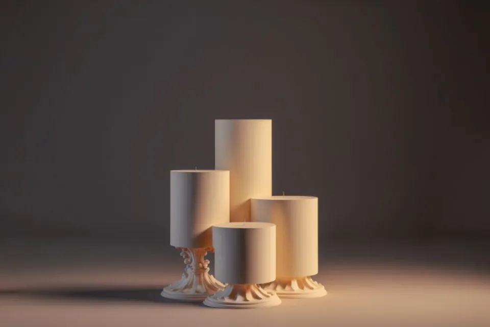 Cream Pillar Candle Trio