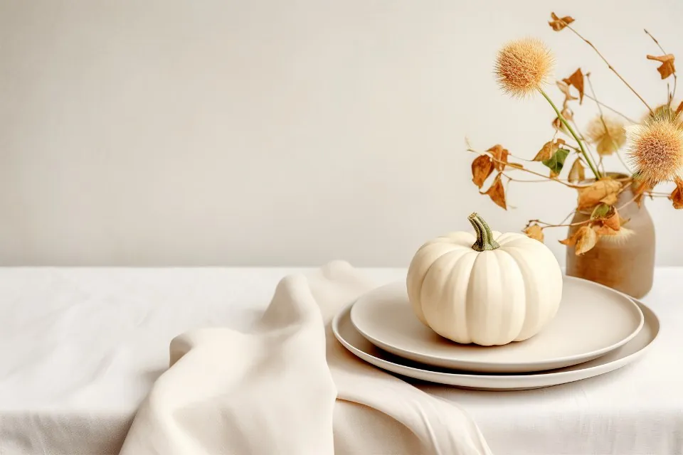 Cream Pumpkin on Stoneware Plates
