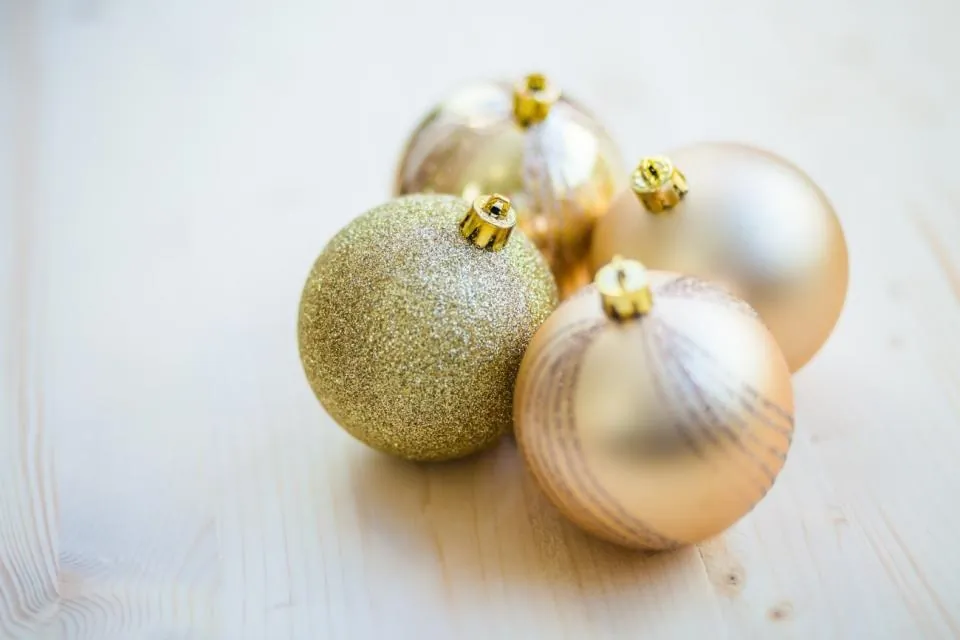 Gold Glitter Baubles, Set of 12