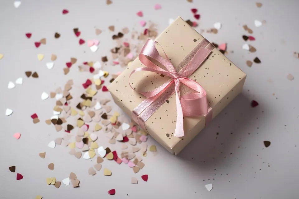 Kraft Gift Box with Pink Ribbon