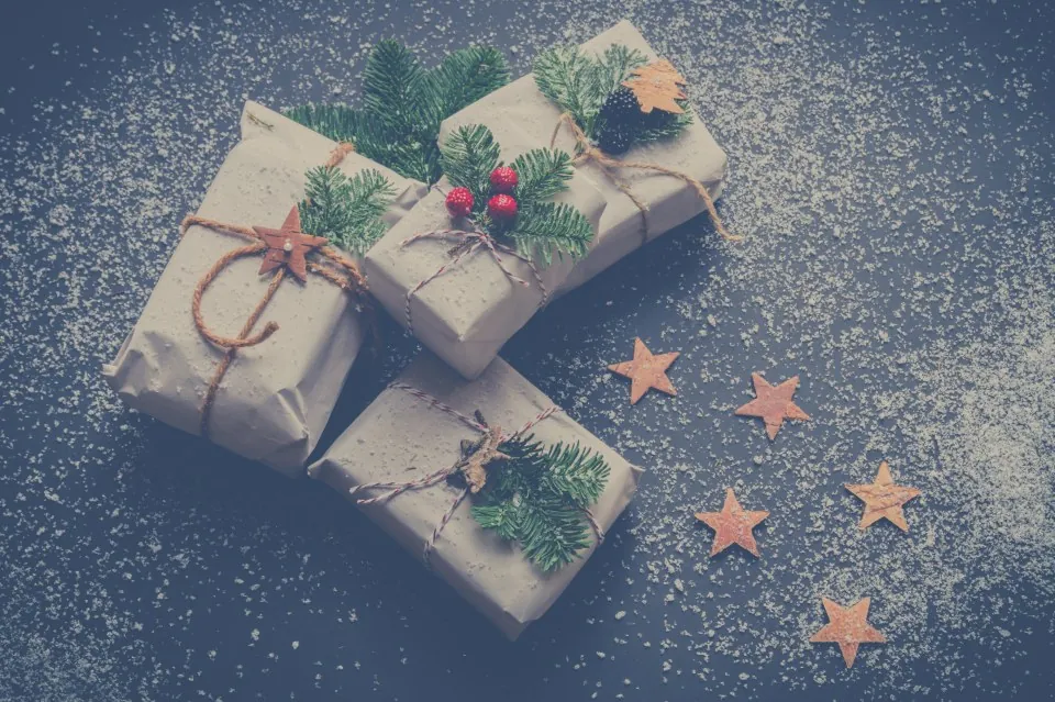 Kraft Parcel Set with Stars & Greenery