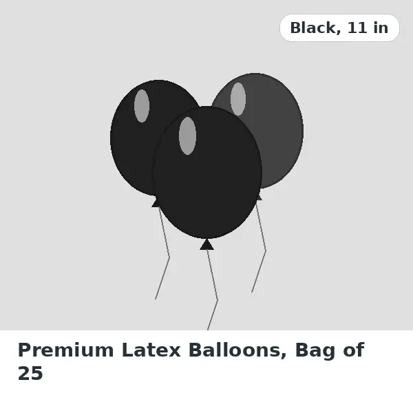 Premium Latex Balloons, Bag of 25 - Black, 11 in