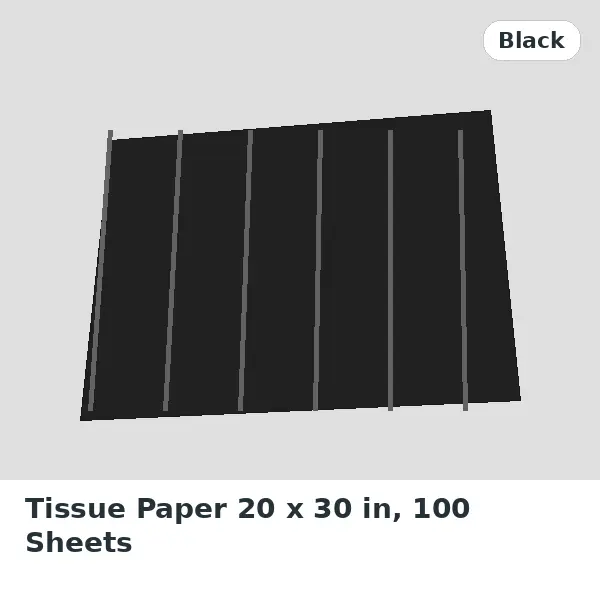 Tissue Paper 20 x 30 in, 100 Sheets - Black