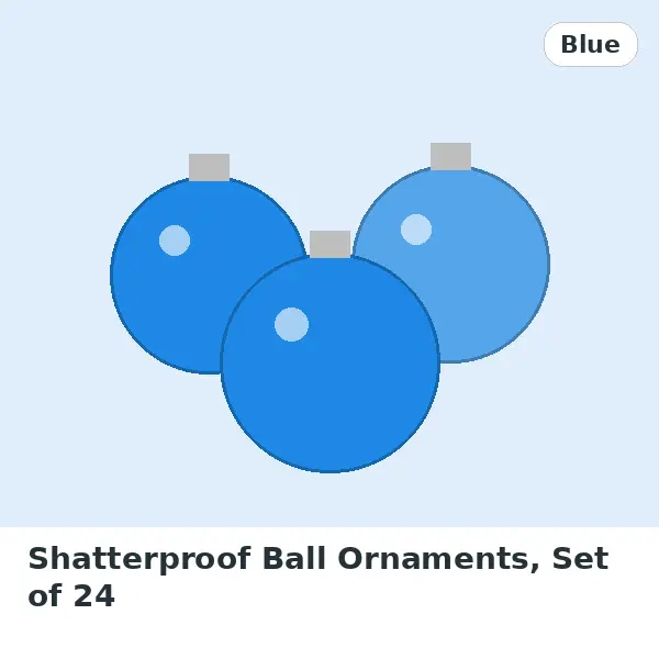 Shatterproof Ball Ornaments, Set of 24 - Blue