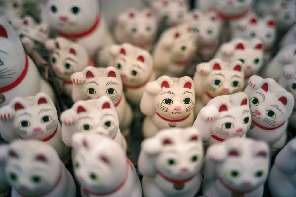 Lucky Cat Figurines, Set of 12