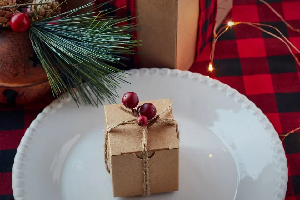 Mini Kraft Box on Plaid