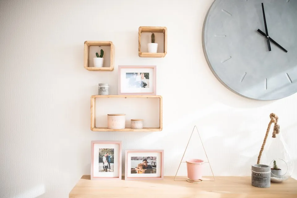Oak Cube Wall Shelves, Set of 3