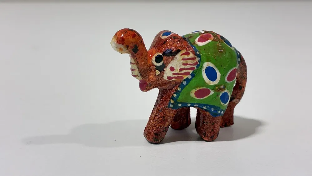 Painted Wooden Elephant Figurine