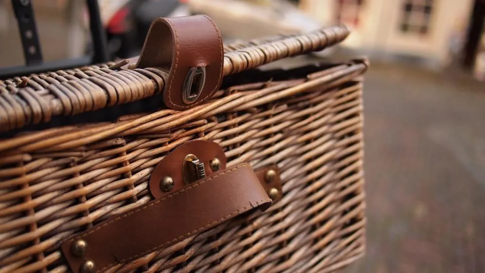 Picnic Basket with Leather Straps