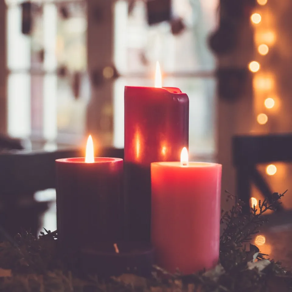 Red Pillar Candle Trio