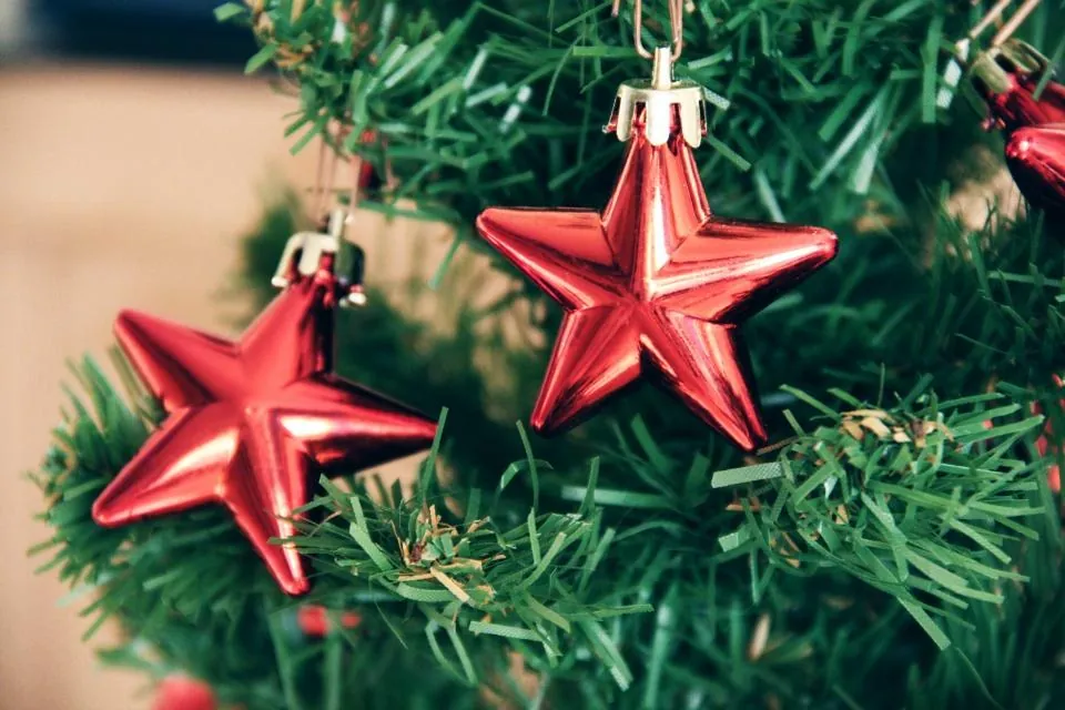 Red Star Tree Ornaments, Set of 6
