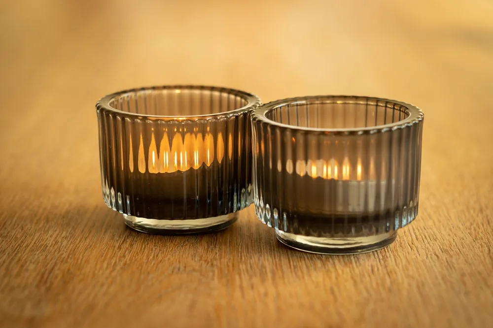 Ribbed Glass Tealight Holders, Set of 6