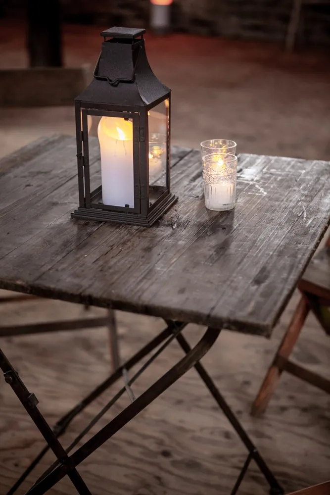 Rustic Metal Table Lantern with Candle