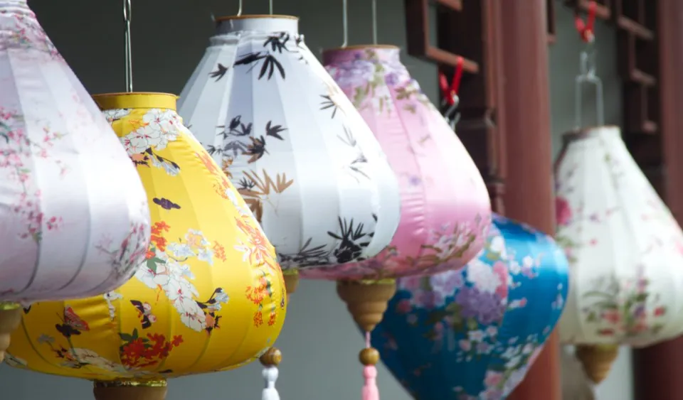 Silk Painted Lanterns, Set of 4