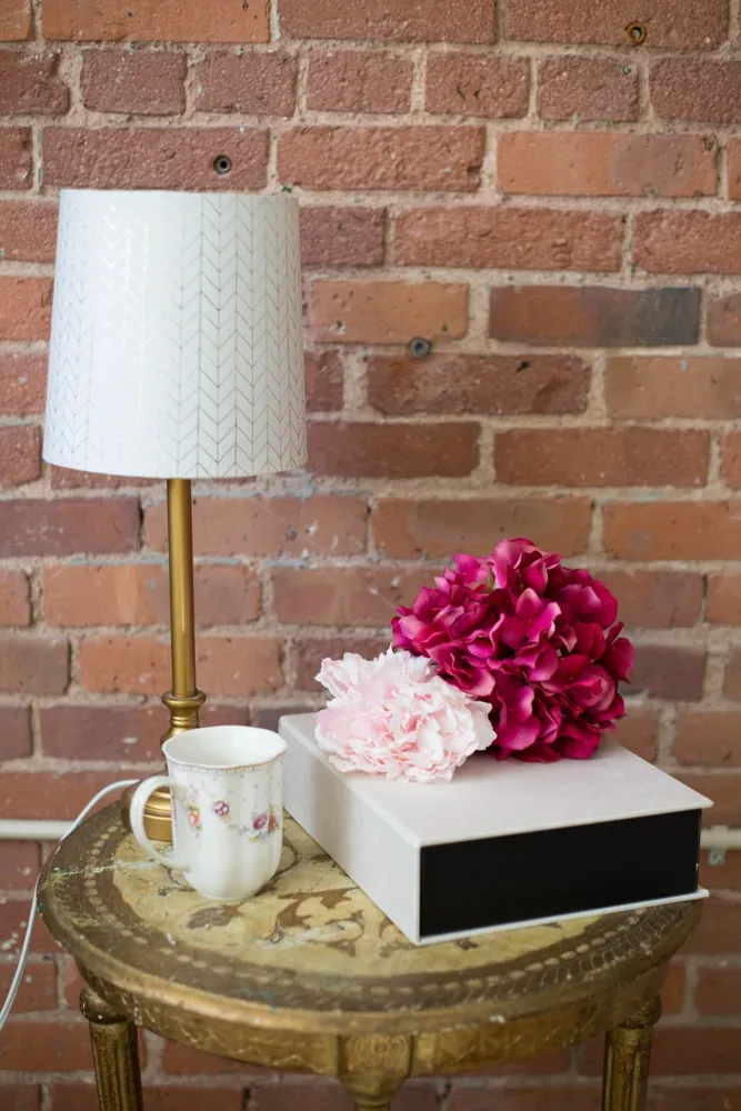 White Shade Brass Table Lamp
