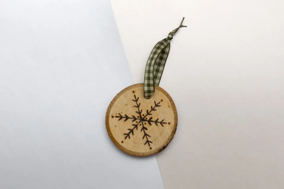 Wood Slice Snowflake Ornament
