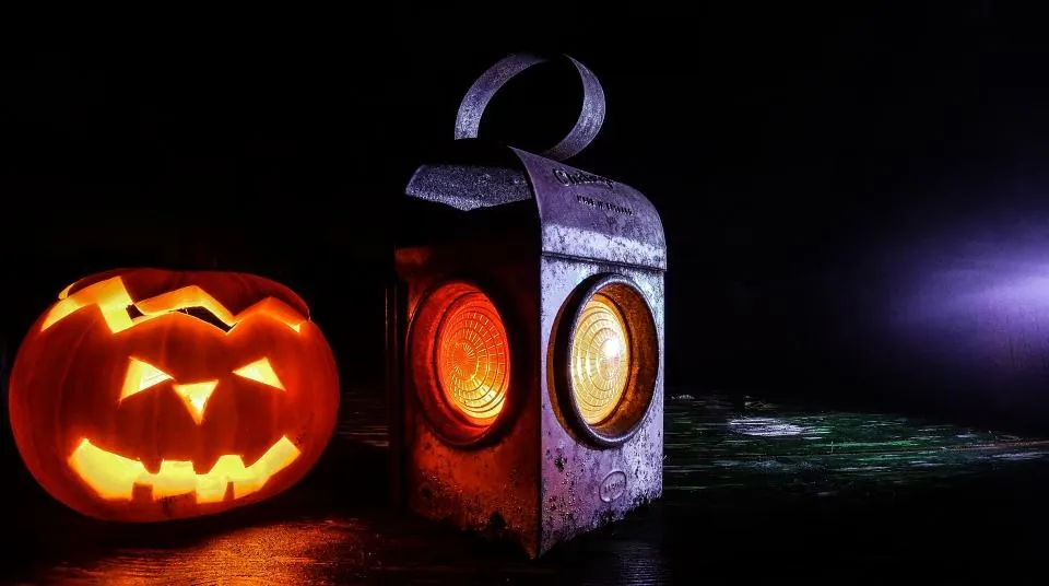 Jack-o'-Lantern Pumpkin with Lantern Light